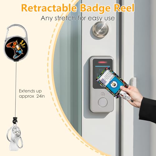 NIWPKDCE Gamepad Badge Holder with Boys Lanyard, Game ID Badge Holder with Retractable Reel Clip and Keychain, Gamer Vertical Identity Card Cover Case Protector for Nurse Lovers - Image 4