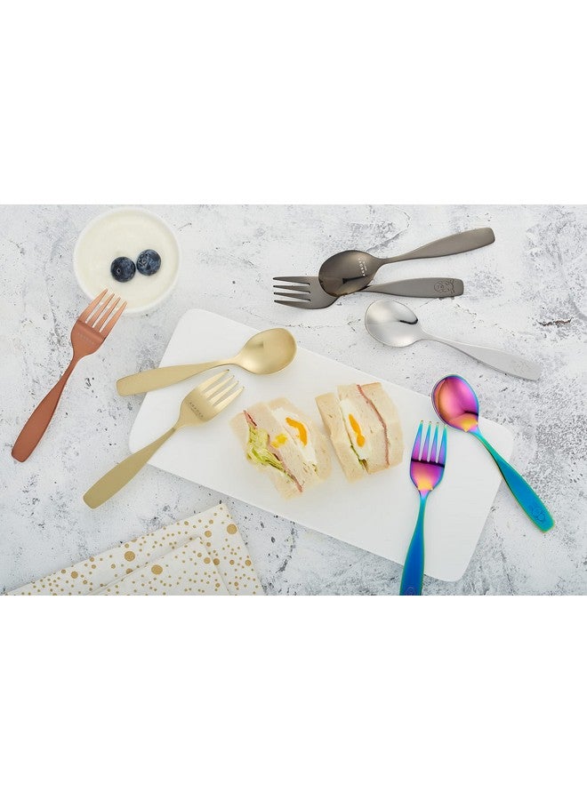 Exzact Annova Kids Silverware 6 Pieces Children'S Safe Flatware Set Stainless Steel 3 X Forks, 3 X Children Dinner Spoons, Toddler Utensils, Metal Cutlery Set For Lunchbox (Engraved Dog Bunny) - Image 5