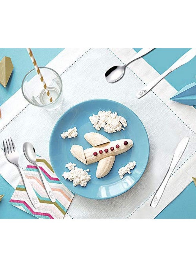 Exzact Annova Kids Silverware 6 Pieces Children'S Safe Flatware Set Stainless Steel 3 X Forks, 3 X Children Dinner Spoons, Toddler Utensils, Metal Cutlery Set For Lunchbox (Engraved Dog Bunny) - Image 3