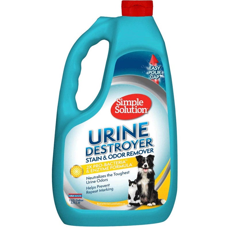 Simple Solution Urine Destroyer, Enzymatic Cleaner and Urine Odor Eliminator, Pet Stain Remover, Dog Pee Stain Destroyer, Cat Urine Neutralizer, Carpet Cleaner, Rug Deodorizer, Spot Cleaner, 1 Gallon - Image 1