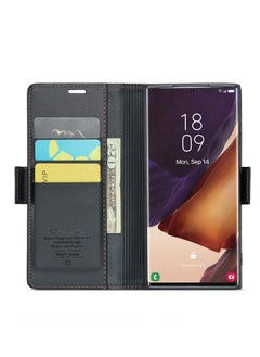 CaseMe Flip Wallet Case For Samsung Galaxy Note 20 Ultra [RFID Blocking] PU Leather Wallet Flip Folio Case with Card Holder Kickstand Shockproof Phone Cover (Black)  - Image 4