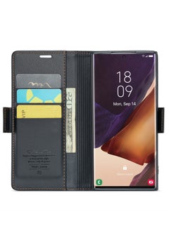 CaseMe Flip Wallet Case For Samsung Galaxy Note 20 Ultra [RFID Blocking] PU Leather Wallet Flip Folio Case with Card Holder Kickstand Shockproof Phone Cover (Black)  - Image 2