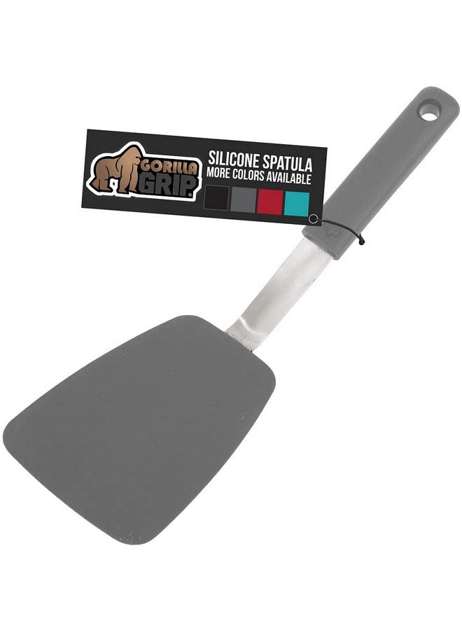 GORILLA GRIP Patented Nonstick Heat Resistant BPA-Free Silicone Spatula, Non Scratch Flexible Head for Pans, Slip Resistant Soft Rubber Handle, Kitchen Spatulas for Cooking Food, 11.6 in, Gray - Image 1