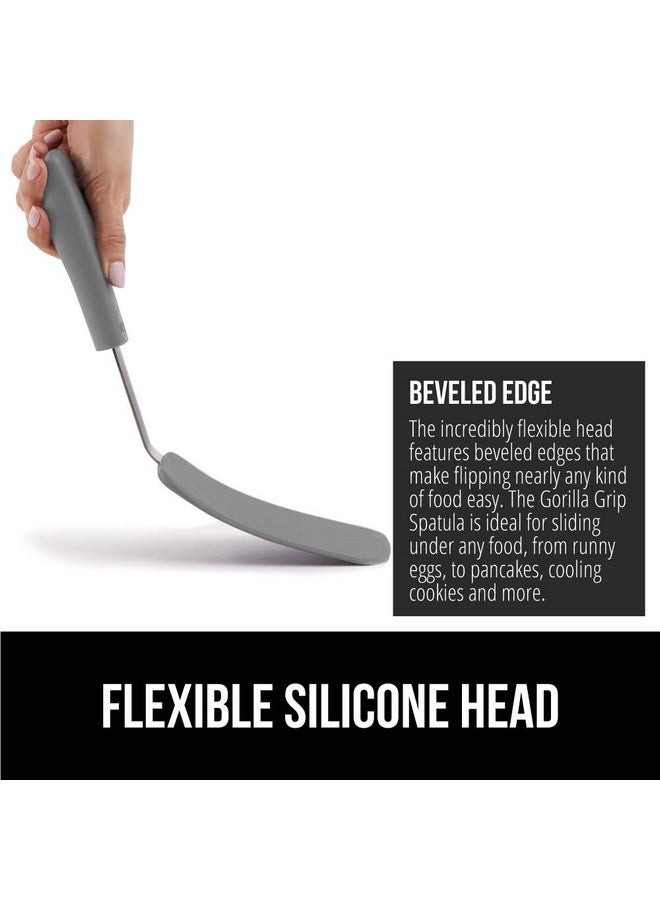 GORILLA GRIP Patented Nonstick Heat Resistant BPA-Free Silicone Spatula, Non Scratch Flexible Head for Pans, Slip Resistant Soft Rubber Handle, Kitchen Spatulas for Cooking Food, 11.6 in, Gray - Image 4