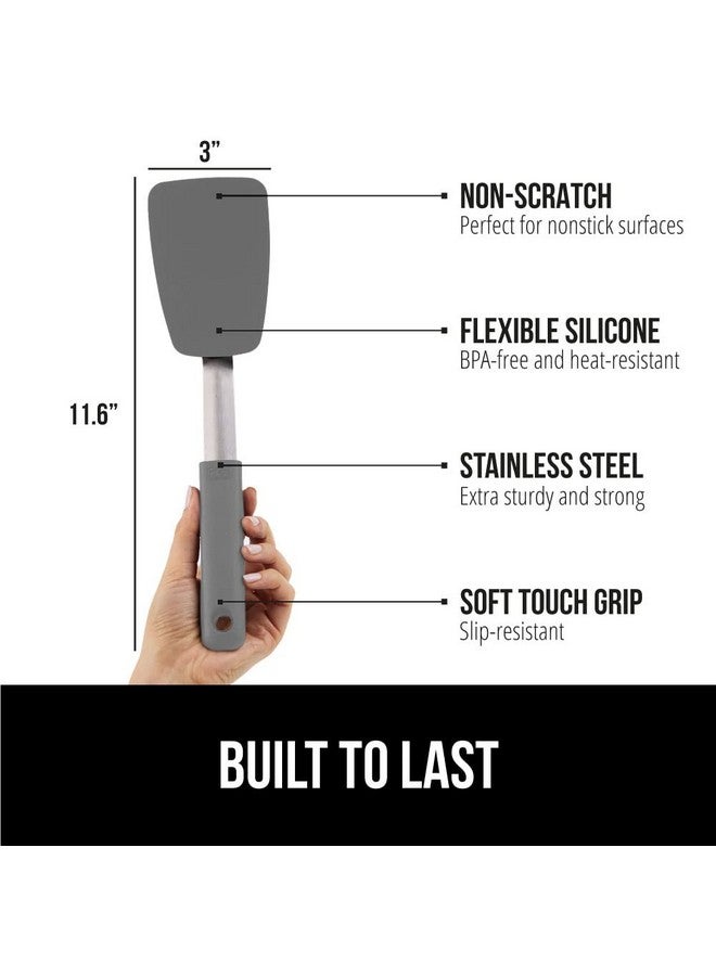 GORILLA GRIP Patented Nonstick Heat Resistant BPA-Free Silicone Spatula, Non Scratch Flexible Head for Pans, Slip Resistant Soft Rubber Handle, Kitchen Spatulas for Cooking Food, 11.6 in, Gray - Image 2