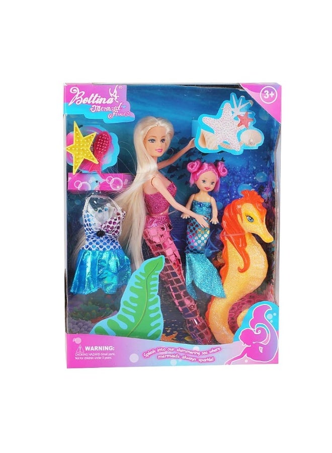 BETTINA Princess Doll with Seahorse Play Gift Set | Mermaid Toys with Accessories and Doll Clothes for Girls (Pink) - Image 2