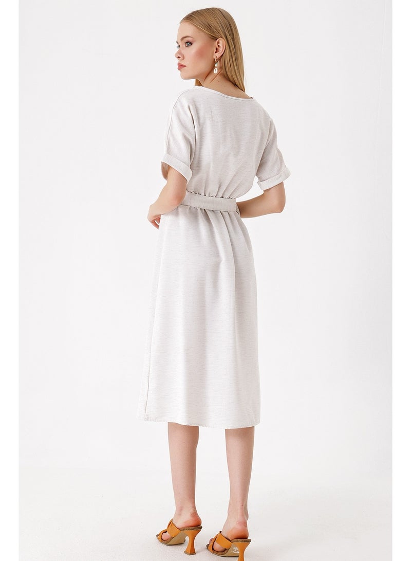 Belted Lined Dress  - Image 5