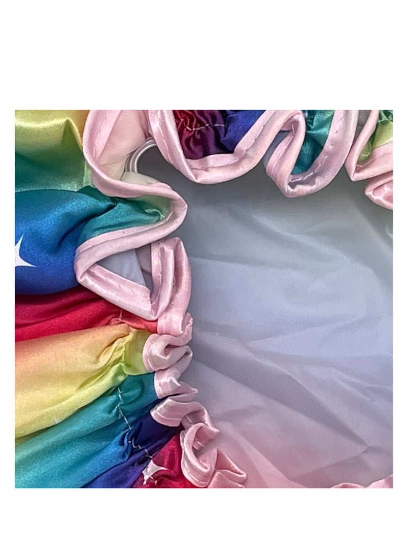 Women Shower Cap for Long Hair,Double Layer Waterproof, Reusable, Washable Shower Cap（star） - Image 5