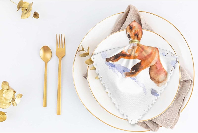 Yibeas Red Fox Cloth Napkins Set of 4 Soft Snow Fir Tree Flying Birds Withered Grass Winter Predation Polyester Dinner Square Napkin for Family Restaurant Weddings Parties 18 x 18 inch - Image 5