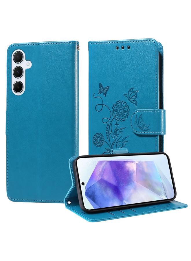 S-TOP Case For Samsung Galaxy A55 5G Embossed Butterfly Flowers Leather Phone Case - Image 1