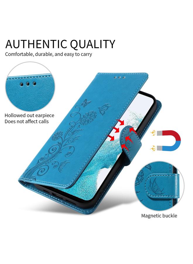 S-TOP Case For Samsung Galaxy A55 5G Embossed Butterfly Flowers Leather Phone Case - Image 5