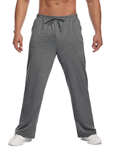 Deyeek Mens Lightweight Sweatpants Open Bottom Jogging Pants Straight Leg Men's Sweat Pants Gym Workout Grey Sweatpants Men - Image 1