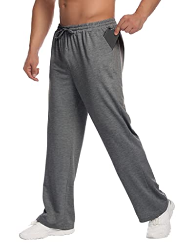 Deyeek Mens Lightweight Sweatpants Open Bottom Jogging Pants Straight Leg Men's Sweat Pants Gym Workout Grey Sweatpants Men - Image 3