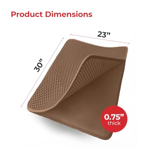 iPrimio Large Cat Litter Trapper Mat w/ Urine/Waterproof Layer - Larger Holes w/ Urine Puppy Pad Option - Cat Litter Mat, Light and Soft (Brown Color) - Image 3