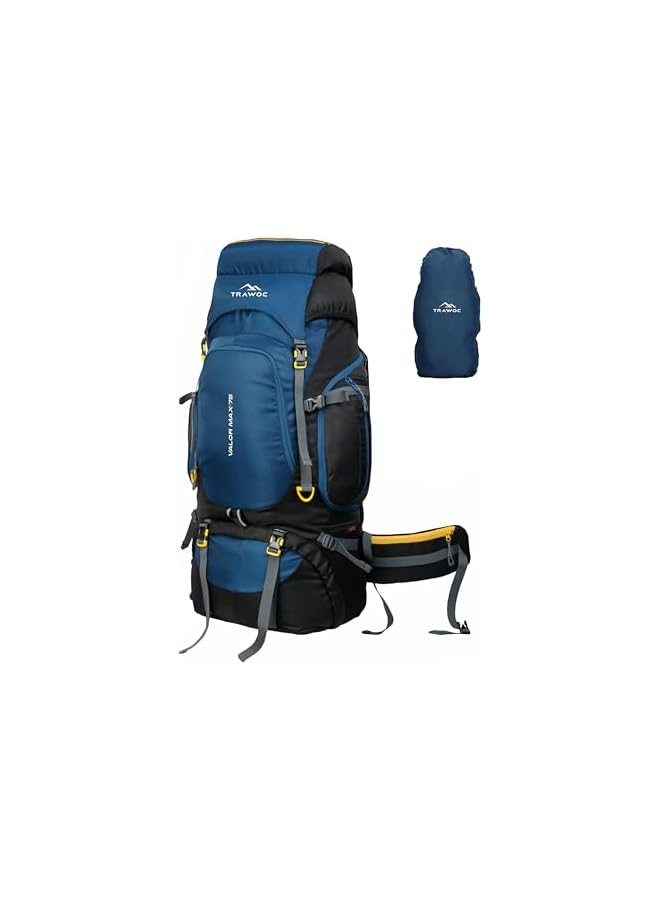 Trawoc حقيبة ظهر سفر فالور ماكس 75 لتر للتخييم والمشي لمسافات طويلة للرجال والنساء مع غطاء مطري/حجرة للأحذية - Image 2