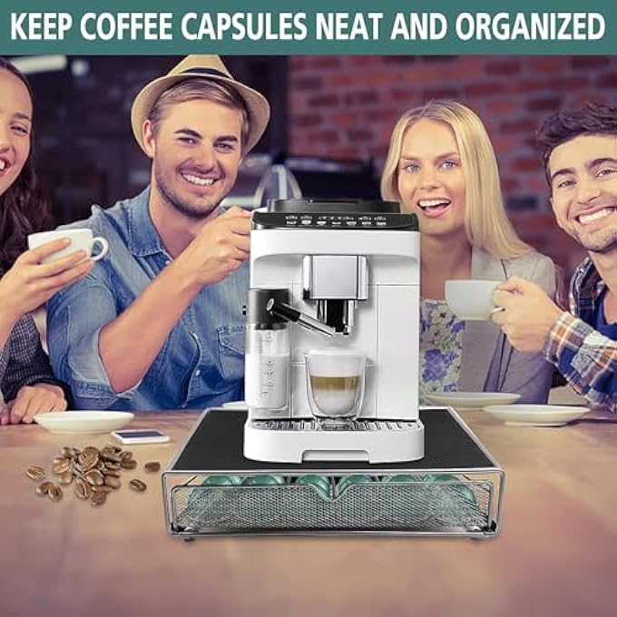 rayihni Home Brand Coffee Pod Drawer 36 Pcs Coffee Capsule Holder SpaceSaving Coffee Pods Kitchen Organizer Coffee Drawer Black - Image 3