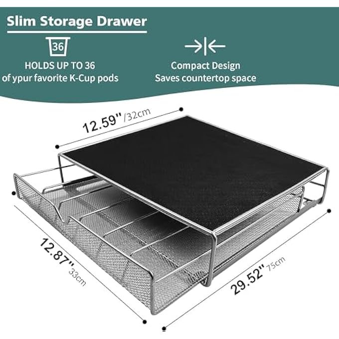 rayihni Home Brand Coffee Pod Drawer 36 Pcs Coffee Capsule Holder SpaceSaving Coffee Pods Kitchen Organizer Coffee Drawer Black - Image 4