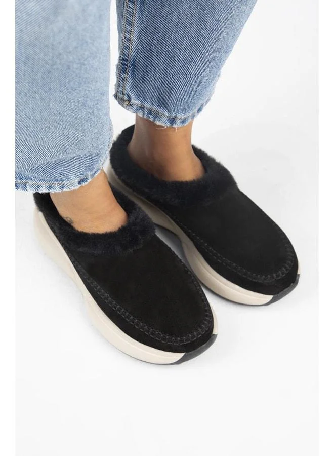 Manijero  (Adela Kürklü) Women's Genuine Leather Sabo Black Slipper. for Women | Best Price UAE