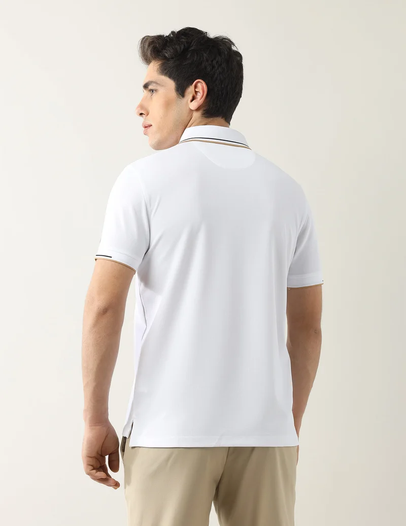 Arrow White Textured Regular Fit Polo Shirt for Men | Best Price UAE
