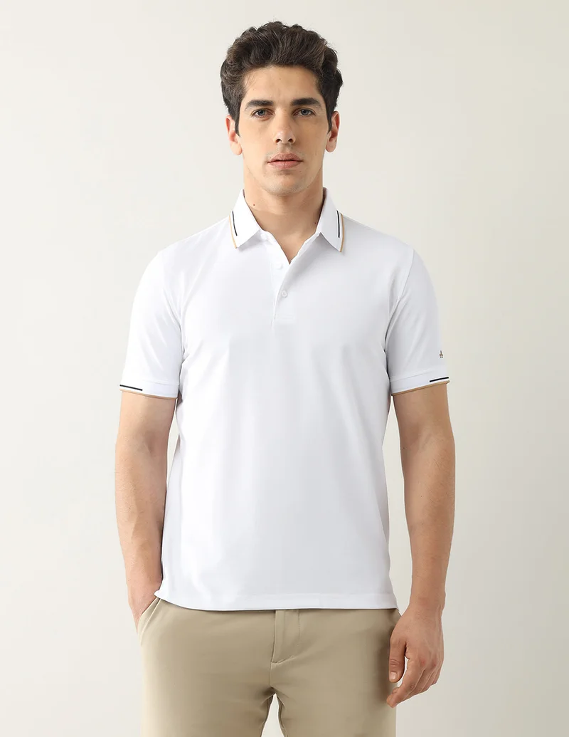 Arrow White Textured Regular Fit Polo Shirt for Men | Best Price UAE