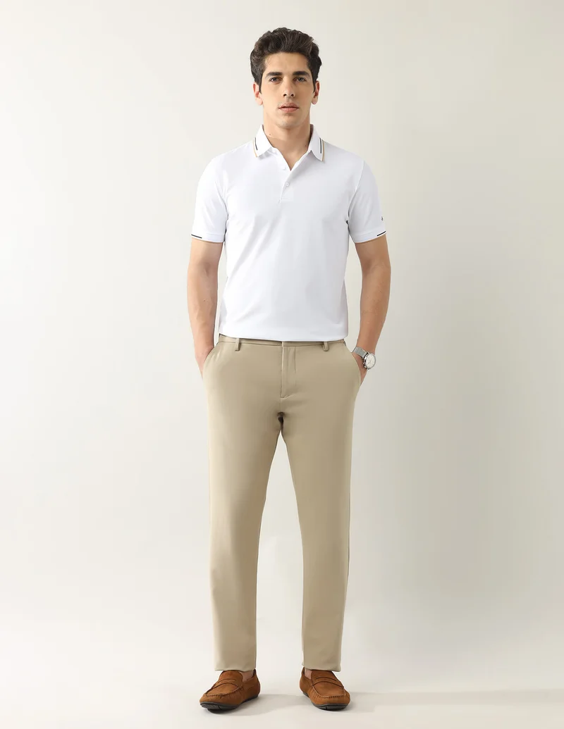 Arrow White Textured Regular Fit Polo Shirt for Men | Best Price UAE