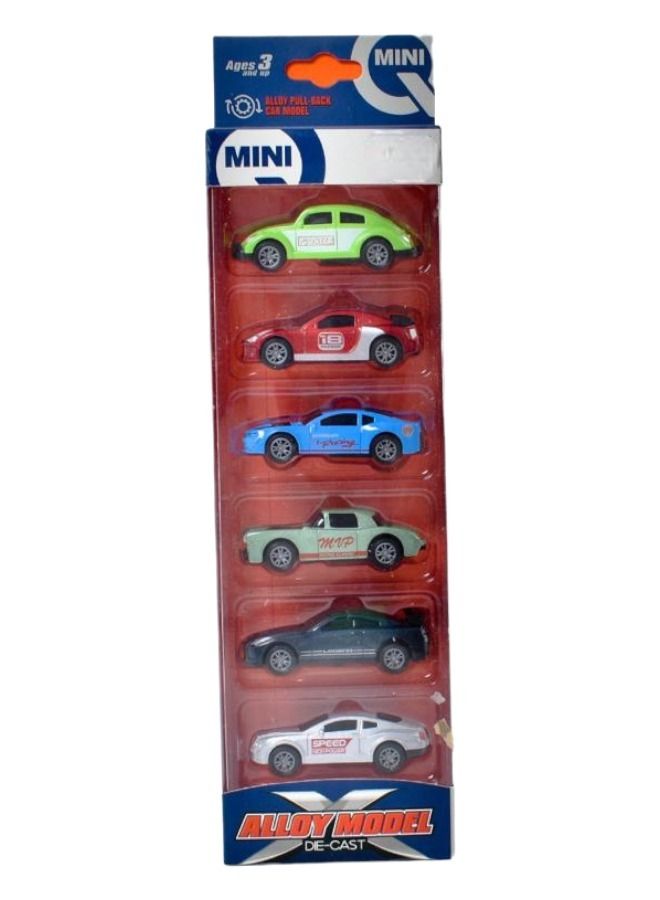 Toy Box 6 Pc Mini Die Cast Alloy Pull Back Car Vehicle Playset 