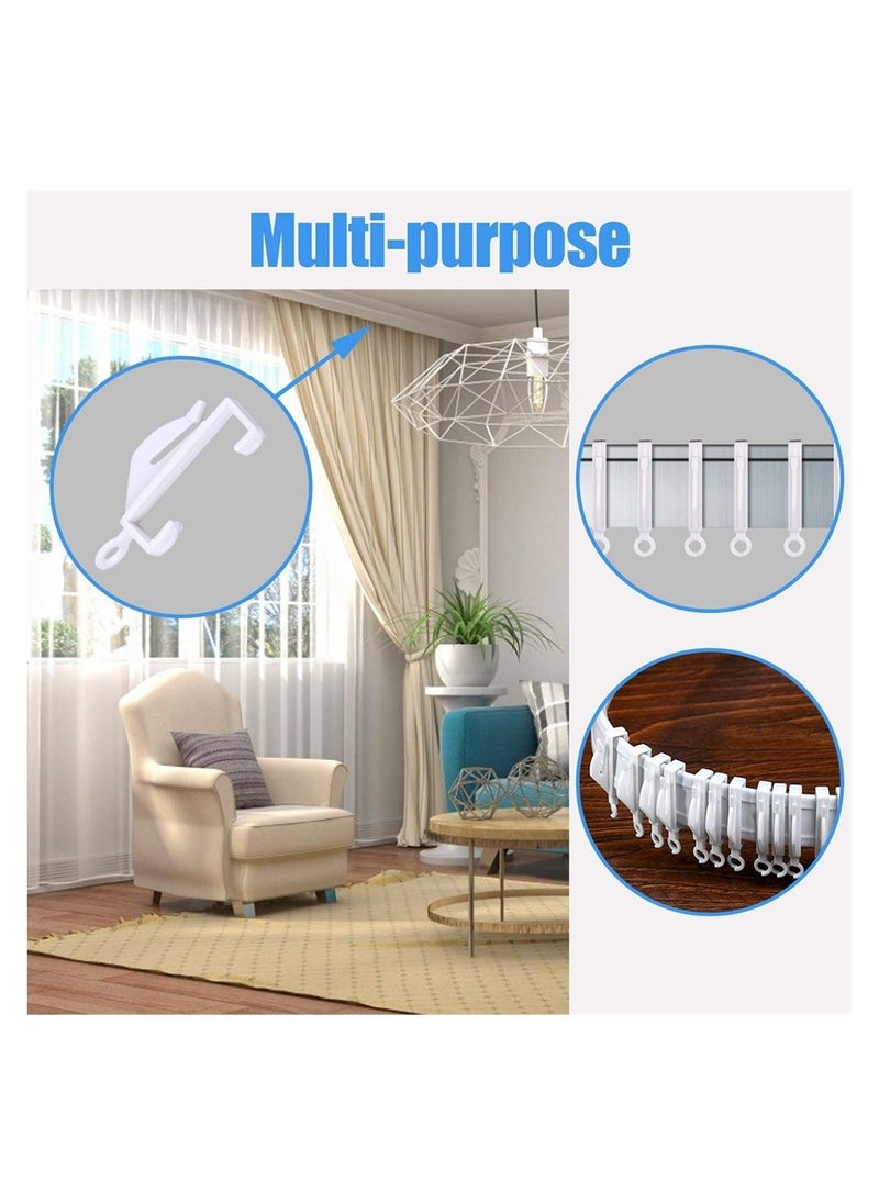 Y&D 100pcs Curtain Hooks Plastic White Rail Glider Track Curtains for Window Door and Shower  - Image 2