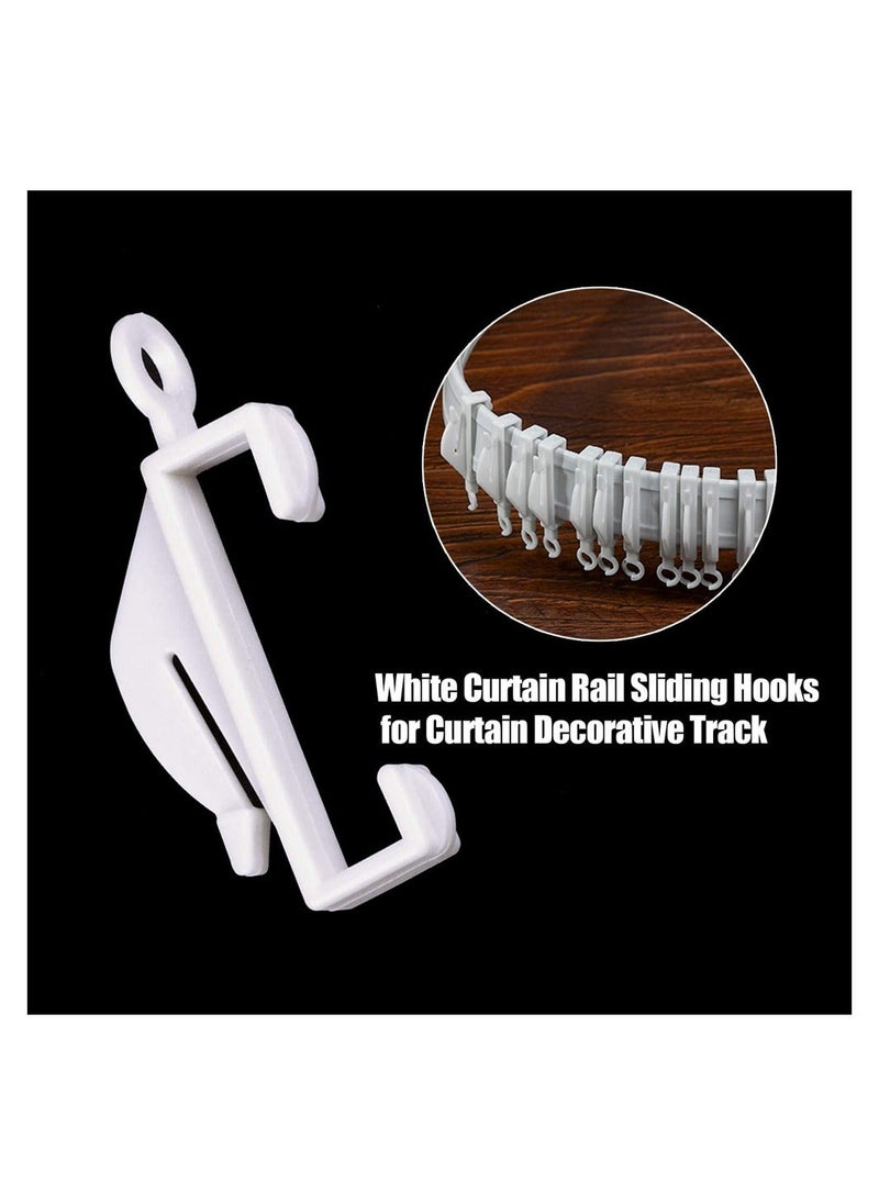 Y&D 100pcs Curtain Hooks Plastic White Rail Glider Track Curtains for Window Door and Shower  - Image 3