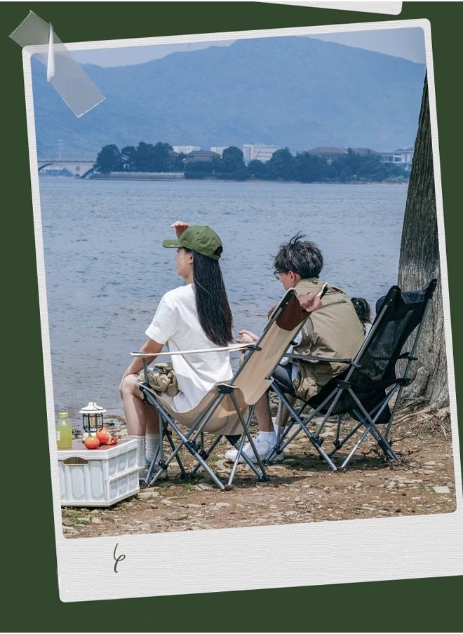 Generic - Camping Lounge Chair, Portable Camping Chair With Footrest, Folding Reclining Camping Chair With Armrests Cup Holder Storage Bag And Headrest, Mesh Recliner For Outdoor, 265lbs Weight Capacity, White - Image 1
