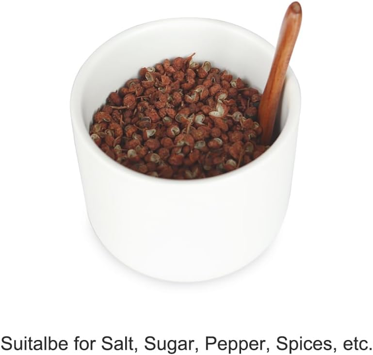 Bealuffe Salt Cellar Ceramic Container with Spoon Lid, Salt Holder Porcelain Jar Countertop Bowl for Salt Spice Sugar - Image 5
