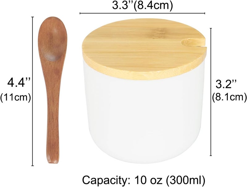 Bealuffe Salt Cellar Ceramic Container with Spoon Lid, Salt Holder Porcelain Jar Countertop Bowl for Salt Spice Sugar - Image 2