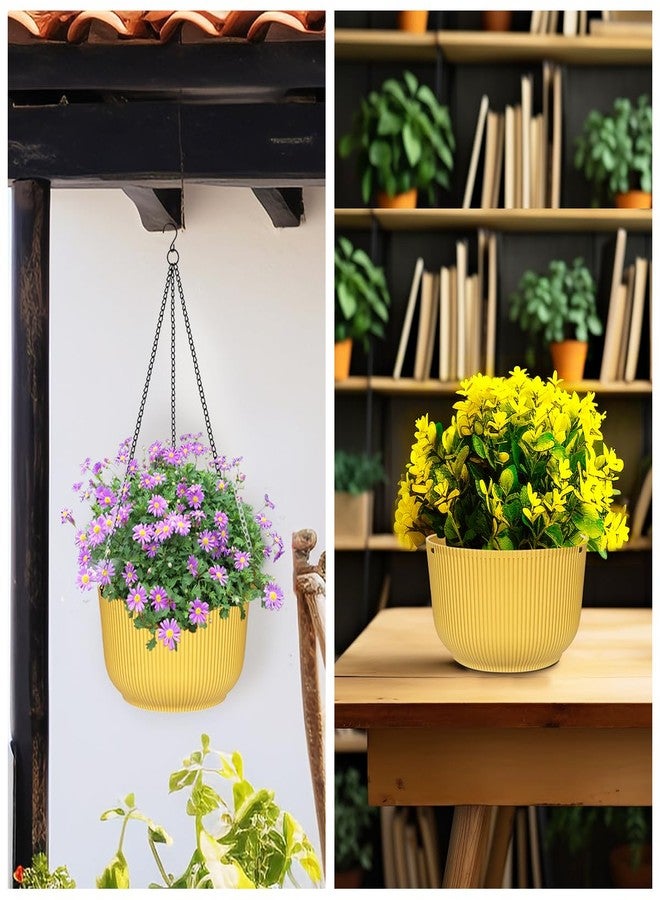 RooTrimmer Hanging Plant Pots 3 Pack, Self Watering Yellow Flower Hanging Basket, Plant Hanger Indoor Outdoor for Garden Home Decor with Drainage Hole, 9 Inch, 10 Inch & 11 Inch - Image 4