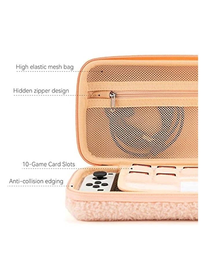 PROMASS Pink Bunny Plush Bag Carry Case Compatible with Nintendo Switch/OLED - Portable Slim Travel Carrying Case with Removable Handle Fit Switch Console & Game Accessories - Image 2