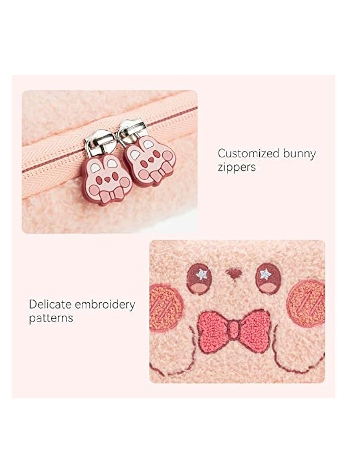 PROMASS Pink Bunny Plush Bag Carry Case Compatible with Nintendo Switch/OLED - Portable Slim Travel Carrying Case with Removable Handle Fit Switch Console & Game Accessories - Image 3