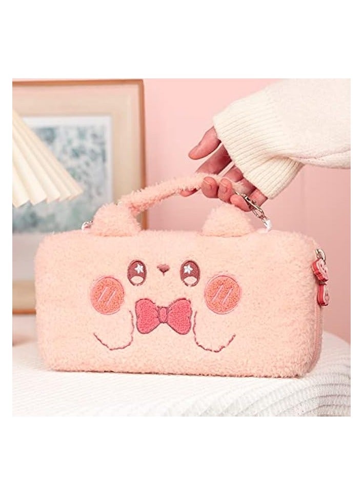 PROMASS Pink Bunny Plush Bag Carry Case Compatible with Nintendo Switch/OLED - Portable Slim Travel Carrying Case with Removable Handle Fit Switch Console & Game Accessories - Image 5