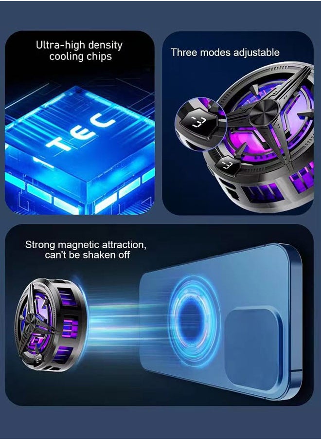 ZAFRA Magnetic Phone Cooler, Phone Cooling Fan for Gaming, 2 Fixing Methods, Adsorption Design, Semiconductor Phone Cooler with RGB Light, without Noise for Playing Games Tiktok for Universal iPhone/Android Smartphone  - Image 4