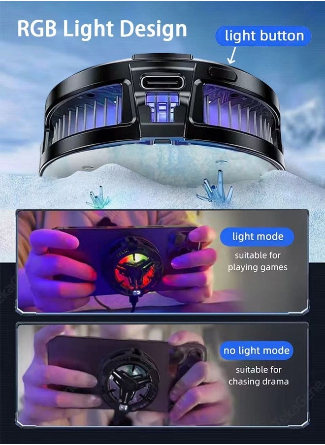ZAFRA Magnetic Phone Cooler, Phone Cooling Fan for Gaming, 2 Fixing Methods, Adsorption Design, Semiconductor Phone Cooler with RGB Light, without Noise for Playing Games Tiktok for Universal iPhone/Android Smartphone  - Image 5