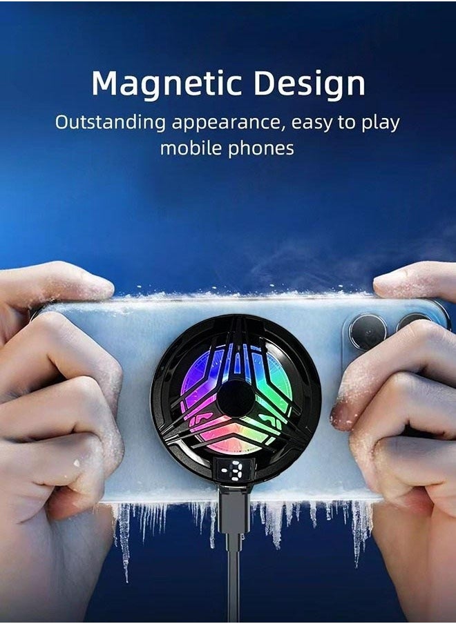 ZAFRA Magnetic Phone Cooler, Phone Cooling Fan for Gaming, 2 Fixing Methods, Adsorption Design, Semiconductor Phone Cooler with RGB Light, without Noise for Playing Games Tiktok for Universal iPhone/Android Smartphone  - Image 2