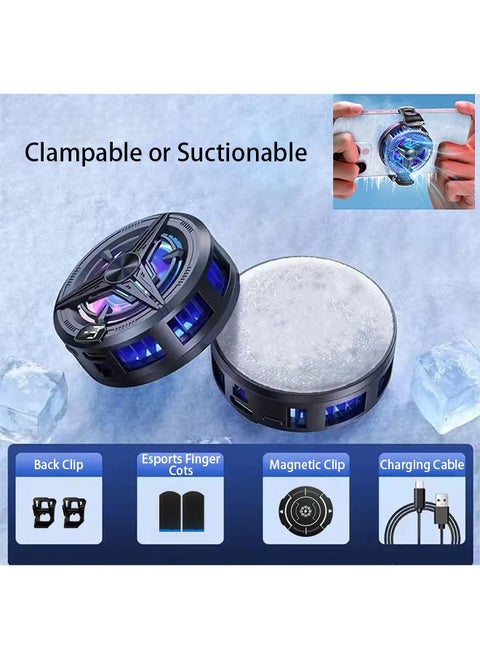 Magnetic Phone Cooler, Phone Cooling Fan for Gaming, 2 Fixing Methods, Adsorption Design, Semiconductor Phone Cooler with RGB Light, without Noise for Playing Games Tiktok for Universal iPhone/Android Smartphone