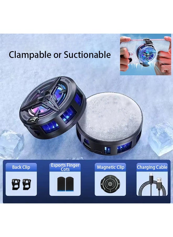 ZAFRA Magnetic Phone Cooler, Phone Cooling Fan for Gaming, 2 Fixing Methods, Adsorption Design, Semiconductor Phone Cooler with RGB Light, without Noise for Playing Games Tiktok for Universal iPhone/Android Smartphone  - Image 1