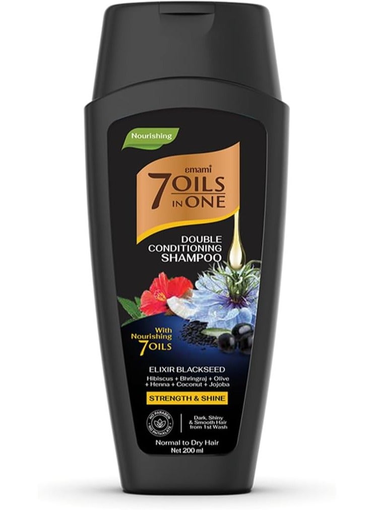 Emami Shampoo 7 Oils in One - Double Moisturizing - Black Seed Elixir - 200 ml - Image 1