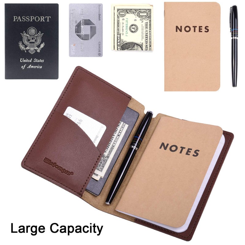 Wisdompro Journal Cover, 2 Pack PU Leather Notebook Cover for Field Notes,or other 3.5" x 5.5" Pocket Notebooks - Brown - Image 3