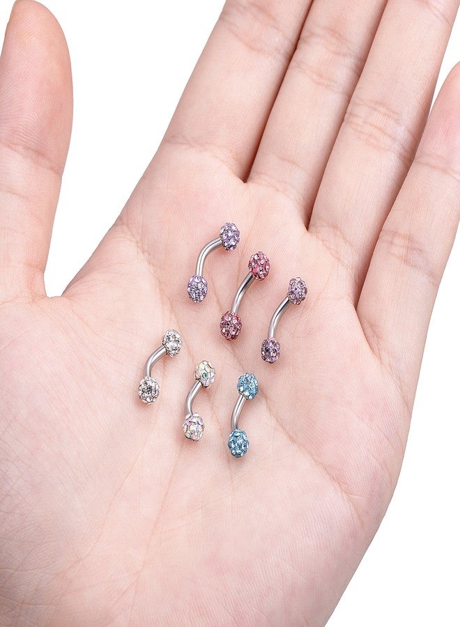 Tornito 6PCS 14G Short Bar Stainless Steel Belly Button Rings 6mm Bar Navel Rings for Women Barbell Dangle Body Piercing Jewelry - Image 4