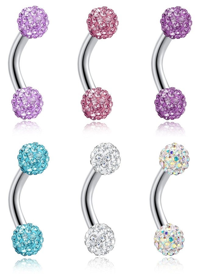 Tornito 6PCS 14G Short Bar Stainless Steel Belly Button Rings 6mm Bar Navel Rings for Women Barbell Dangle Body Piercing Jewelry - Image 1