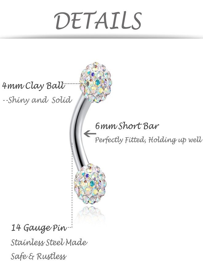 Tornito 6PCS 14G Short Bar Stainless Steel Belly Button Rings 6mm Bar Navel Rings for Women Barbell Dangle Body Piercing Jewelry - Image 2