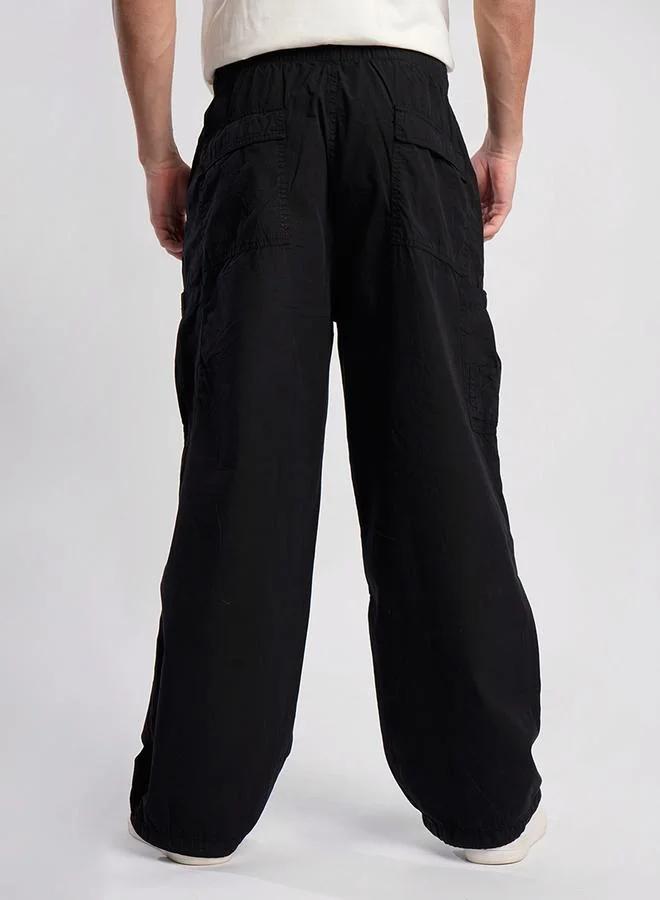 Styli Men Black Parachute Fit Cargo Trousers By Bene Kleed