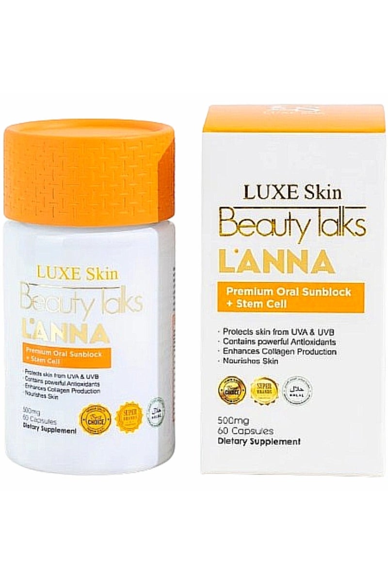 LUXE SKIN Beauty lalk LANNA premium oral sunblock stem cell 500mg 60cap