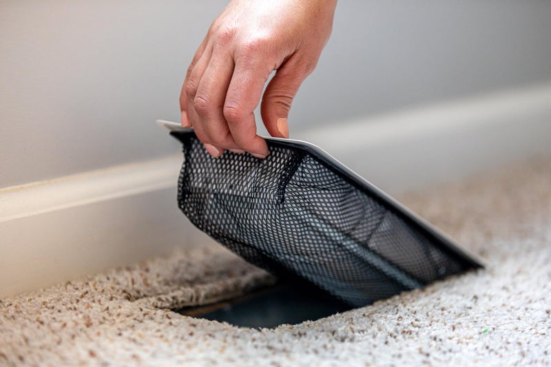 Duck Brand Floor Register Vent Trap, Screens for Air Vents Catch Small Items and Stop Small Objects from Falling Through, Home Vent Air Filters are Easy to Install and Clean, 4" x 10", 4-Pack, Black - Image 5