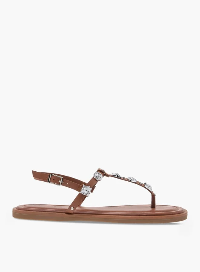 Celeste Women's Strappy Thong Sandals with Buckle Closure