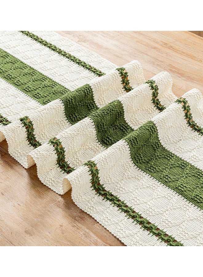 Fancy Homi عداء طاولة ماكرامي بتصميم بوهيمي أنيق لتزيين المنزل، بأسلوب المزرعة مع خيوط، مثالي للحفلات البوهيمية - 30x230 سم - أخضر موسى - Image 5